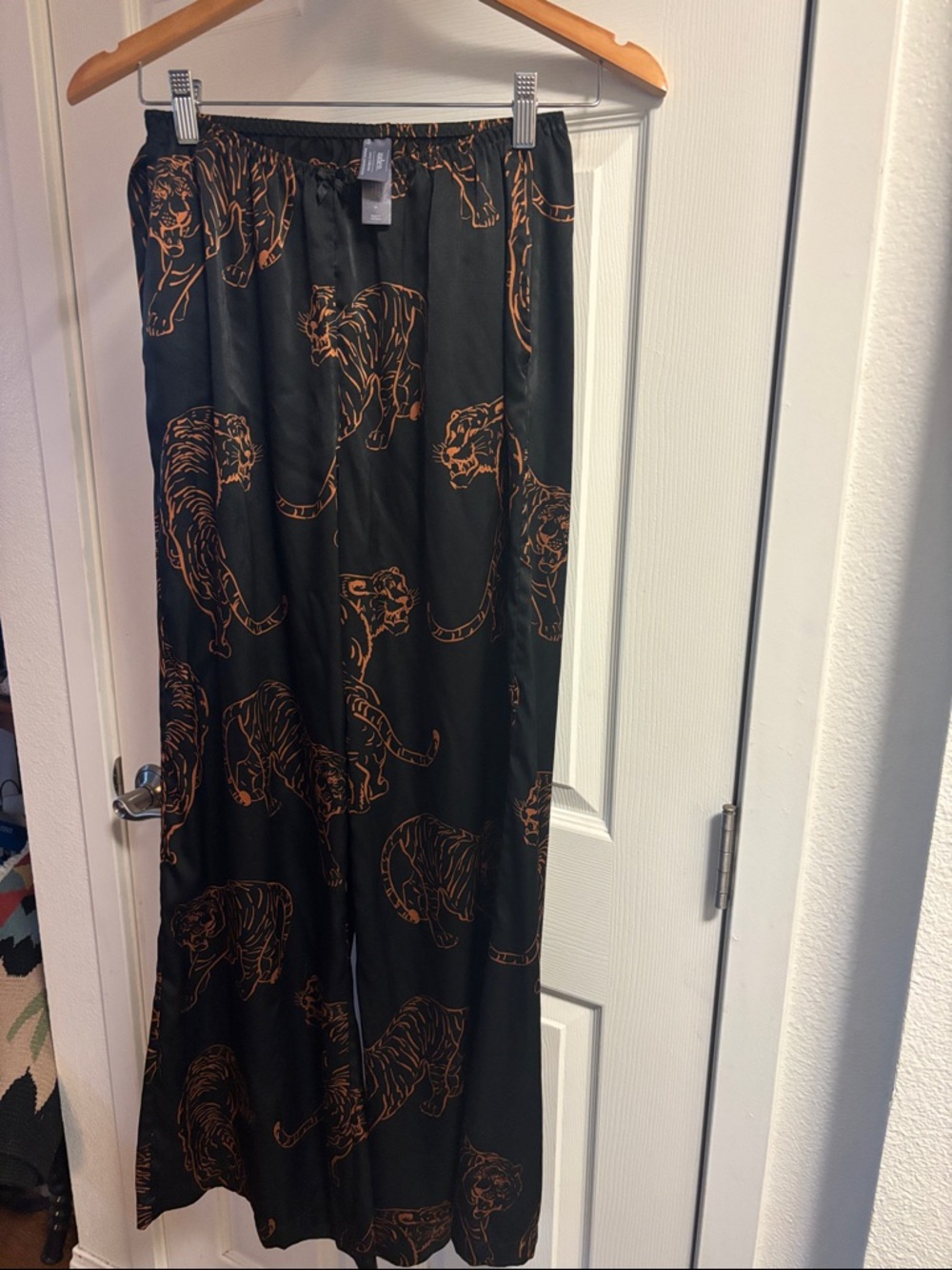 Auden Black Pajama Pants with Orange Tiger Print